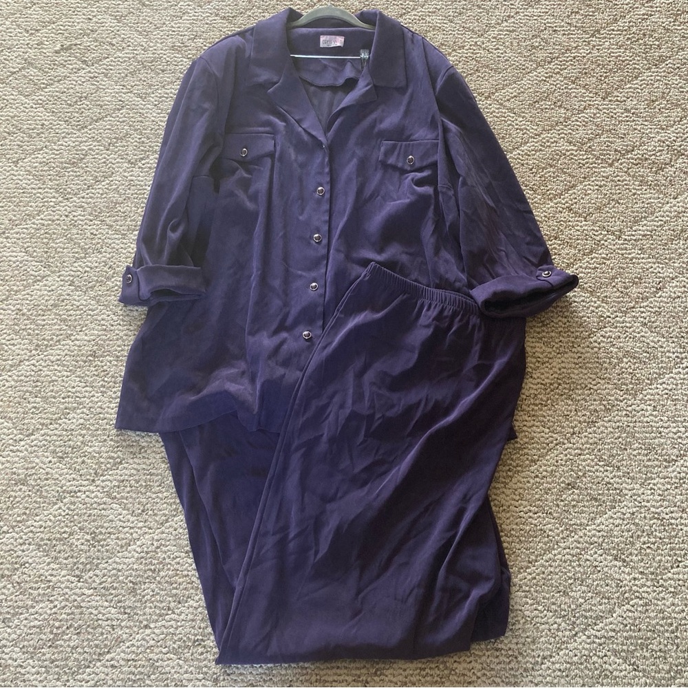 Dress Savvy Dark Purple Pants & Shirt SET 34 Wide